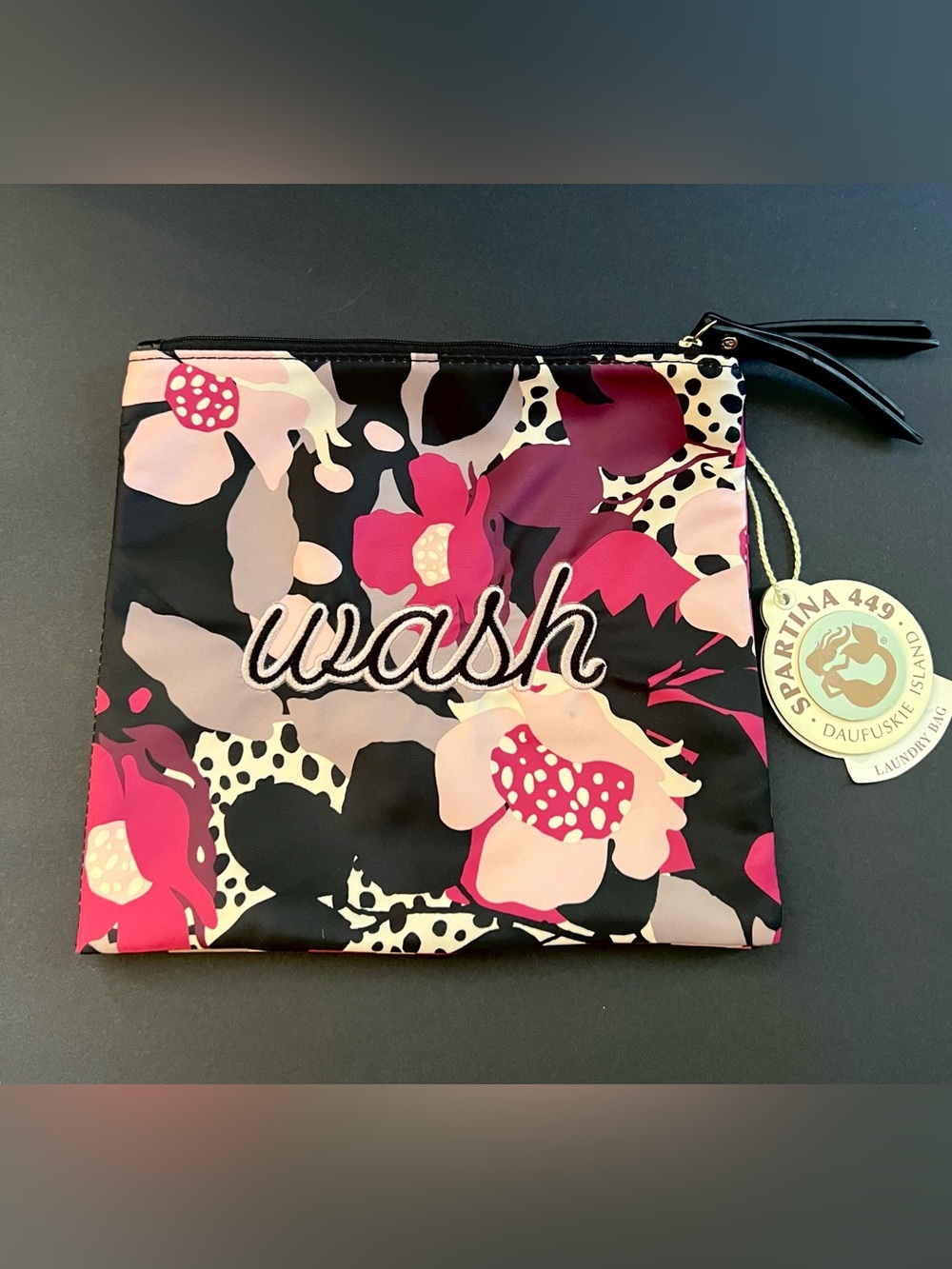 Spartina Daufuskie Island Floral Laundry Wash/Wear Bag - Pink & Black NWT